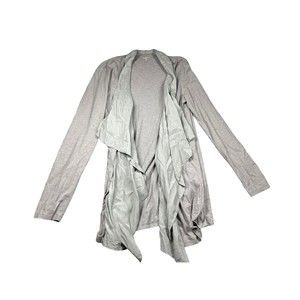 GARNET‎ HILL cardigan Gray knit cotton silk Blend ruffle M